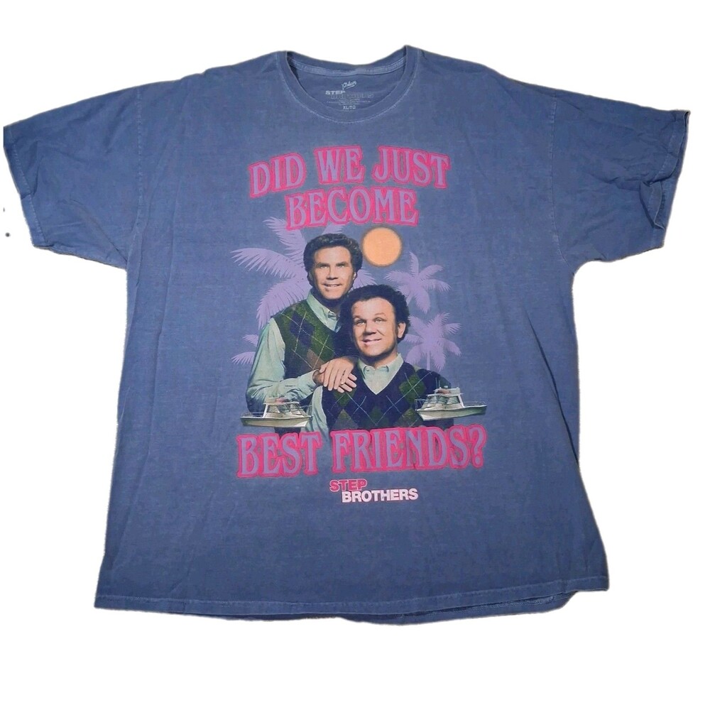 Philcos Step Brothers Did We Just Become Best Friends Blue Graphic Shirt Mens XL